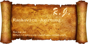 Raskovics Jusztusz névjegykártya